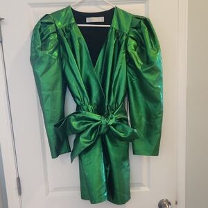 Happy Nature Kate Hudson Green Metallic Dress